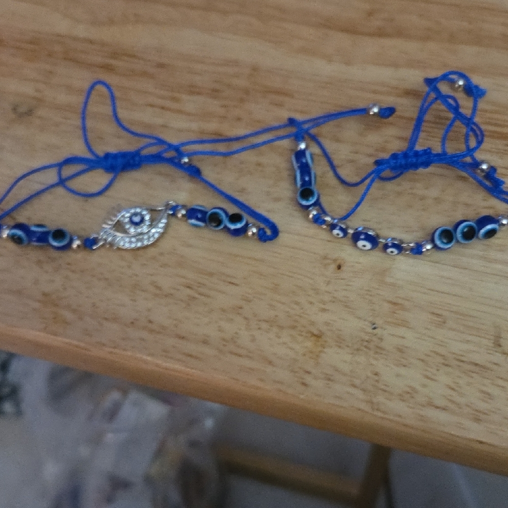 Blue Evil Eye Bracelet with Silver Accents 2
